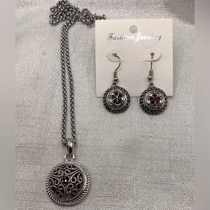Purple Snap Button Charm Necklace & Earring Set